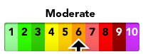 The current pollution level is Moderate (6)